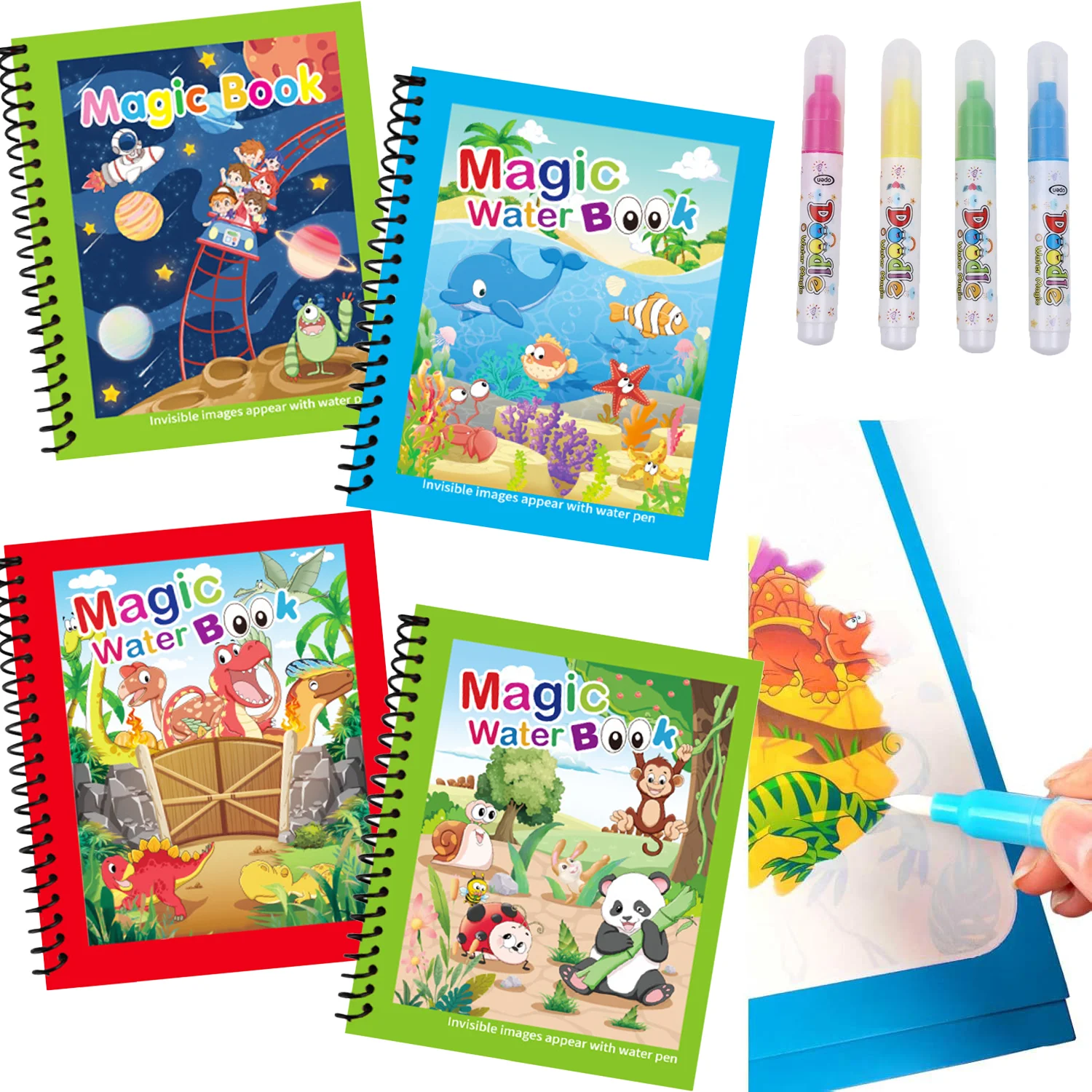 Reusable Water Magic Coloring Book - Livre de peinture à l'eau magique
