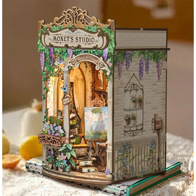 Diy Wooden Book Nook Kit Shelf Insert - Kit de Modélisme DIY en Bois