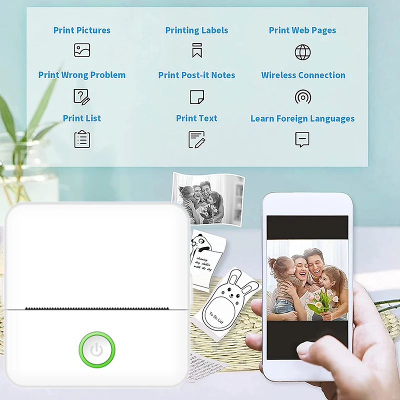 Mini Pocket Thermal Printer Paper Roll - Mini imprimante portable sans encre pour