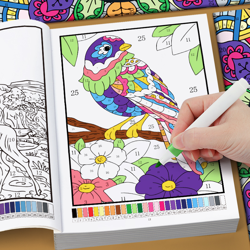 Adult Coloring Book Stress Relief - Livre de coloriage par numéros pour