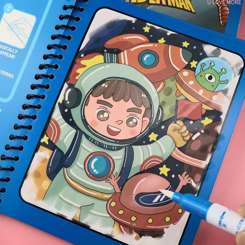 Reusable Water Magic Coloring Book - Livre de Coloriage Magique Montessori à