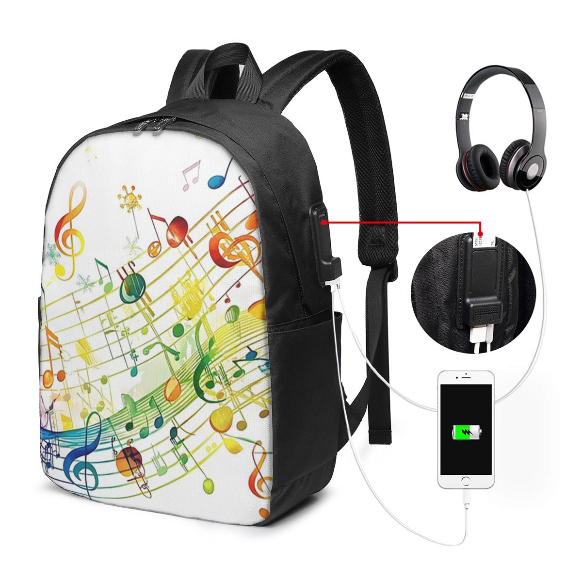 Music - Sac à dos abstrait avec touches