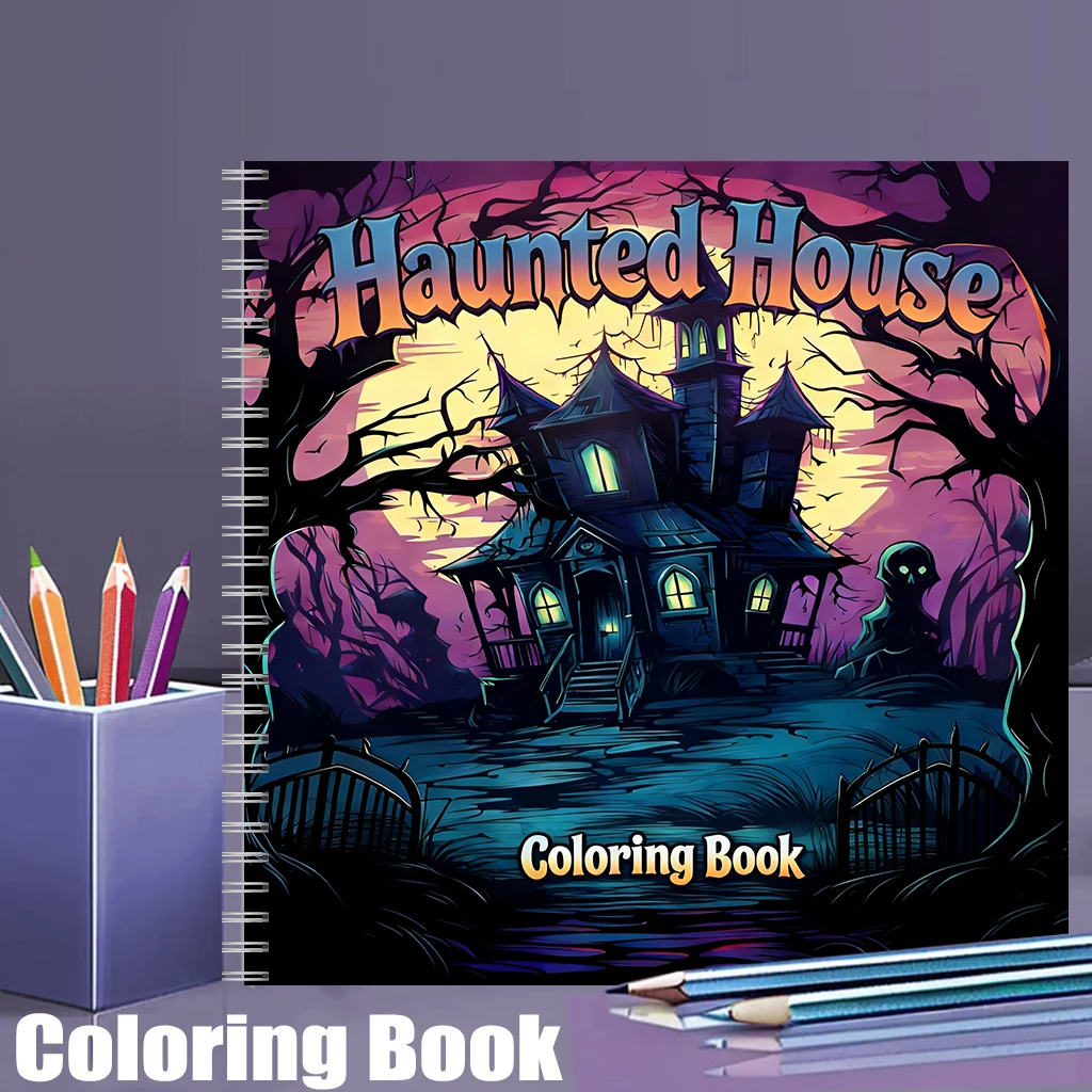 Adult Coloring Book Stress Relief - Livre de coloriage Maison Hantée pour