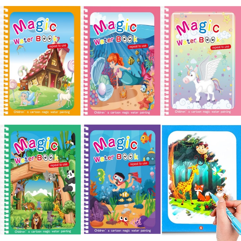 Reusable Water Magic Coloring Book - Livre de dessin à l'eau magique