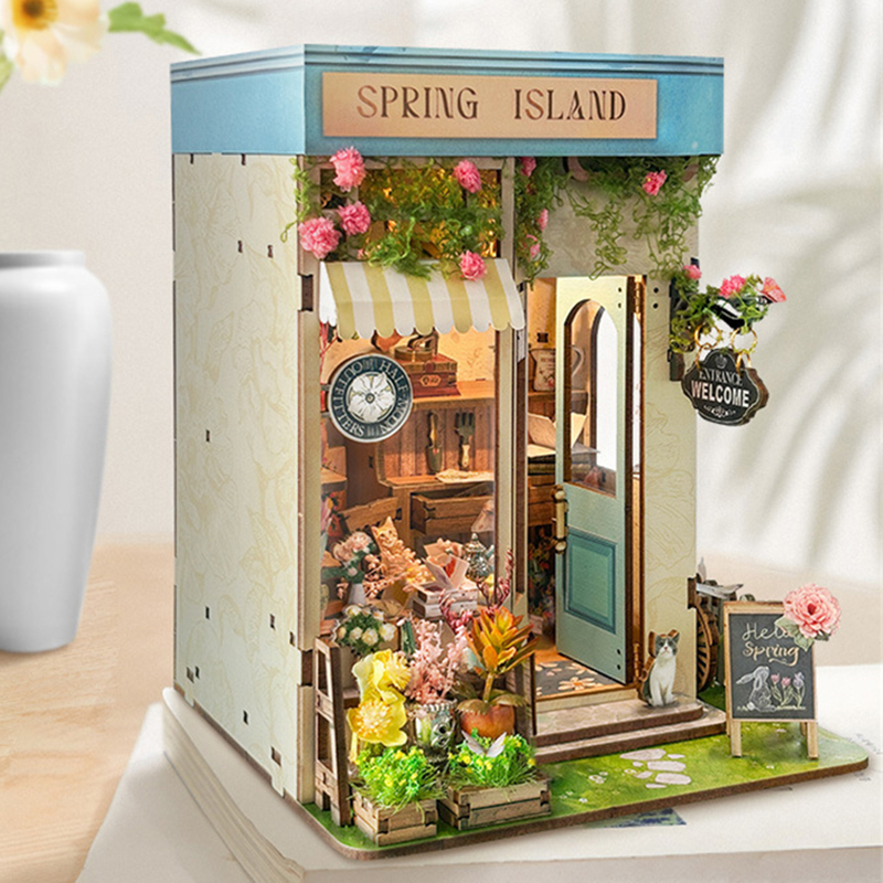 Bricolage en bois printemps îl - Diy Wooden Book Nook Kit Shelf Insert avis et prix