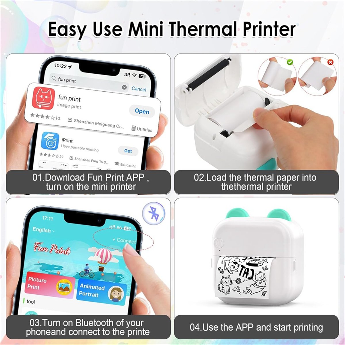 Mini imprimante d'autocollants - Mini Pocket Thermal Printer Paper Roll avis et prix