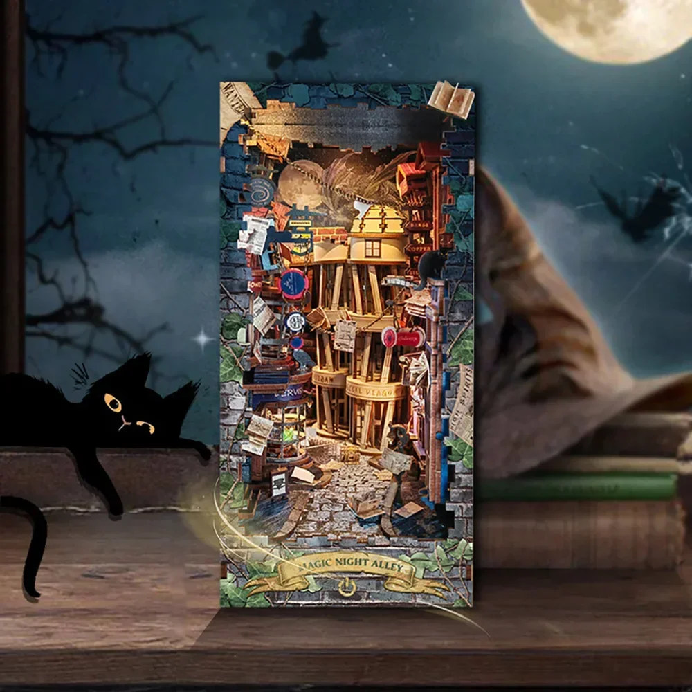 Rétro bricolage magique nuit a - Diy Wooden Book Nook Kit Shelf Insert avis et prix