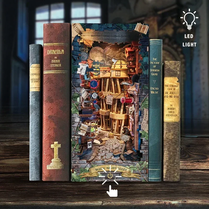 Rétro bricolage magique nuit a - Diy Wooden Book Nook Kit Shelf Insert avis et prix