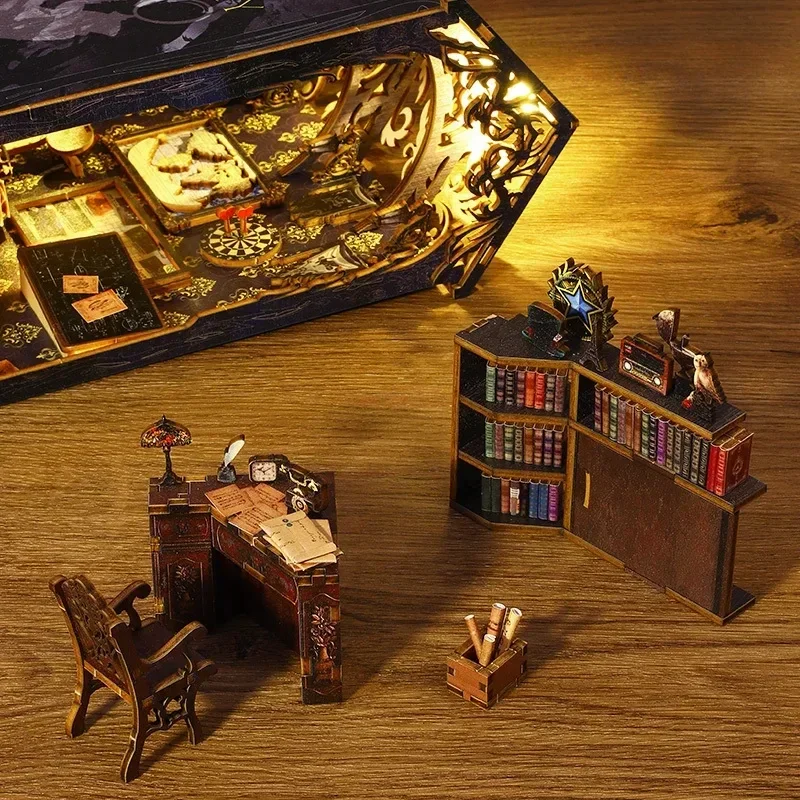 Kit de miniatures rétro en boi - Diy Wooden Book Nook Kit Shelf Insert avis et prix