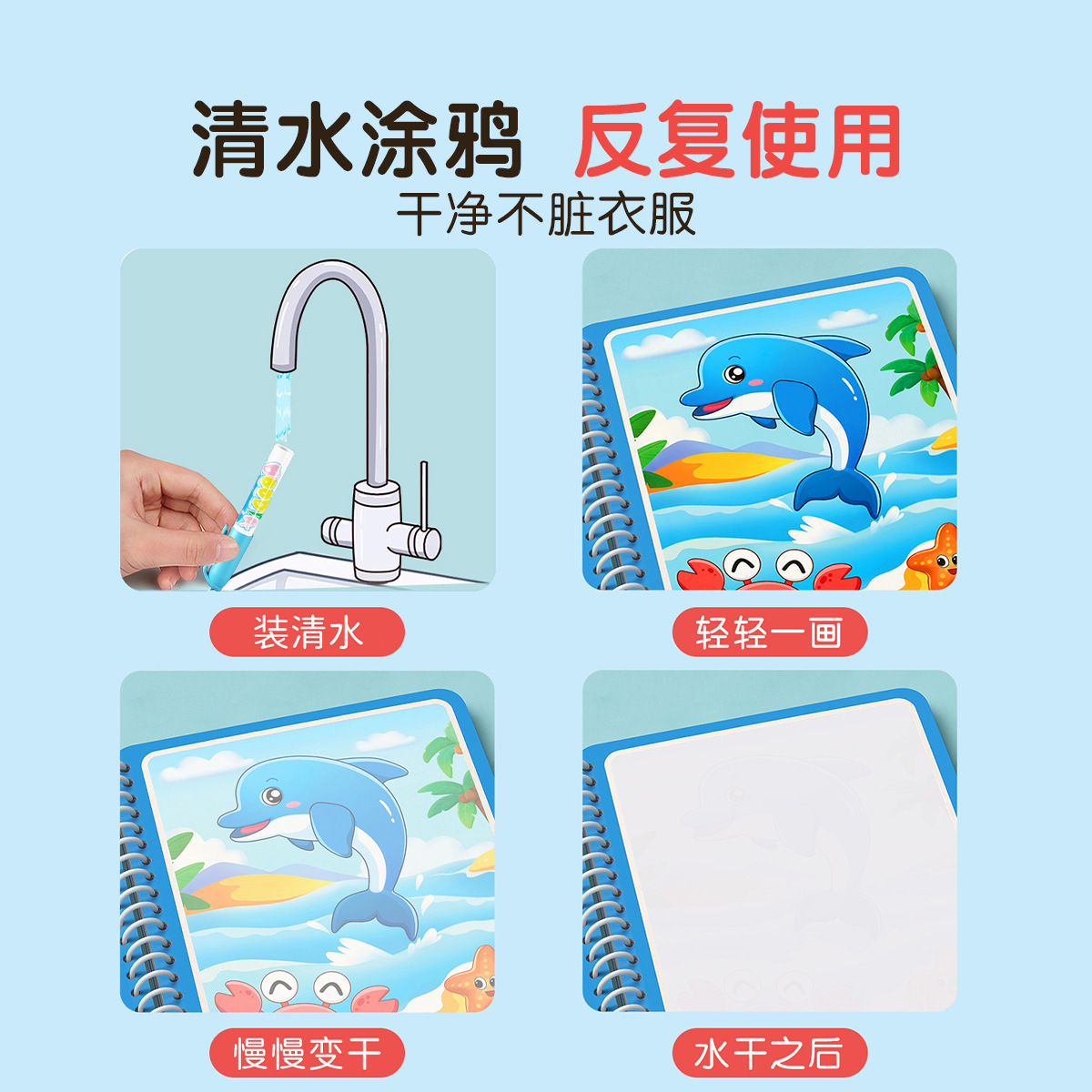 Livre de dessin à l'eau magiqu - Reusable Water Magic Coloring Book avis et prix